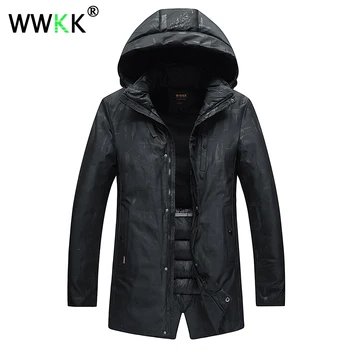

WWKK Winter Male Overcoat Long Jacket Parkas Coat Men's Trench Coat Trenchcoat Masculina Men Windbreaker Outwear Parka Tick Warm