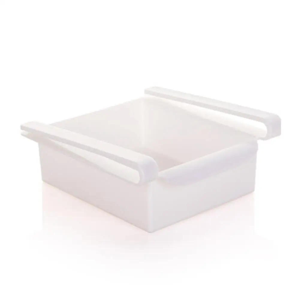 Лидер продаж слайд кухонные коробки для хранения прочный холодильник морозильник пространство заставка стеллаж выдвижной ящик для полки - Цвет: Белый