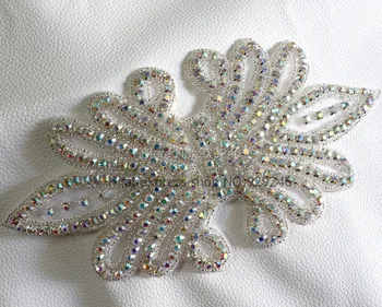 

2pc/lot fashion Cross shape colored beaded rhinesotne applique in AB color fashion crystal boots trimmings snow boots decoration