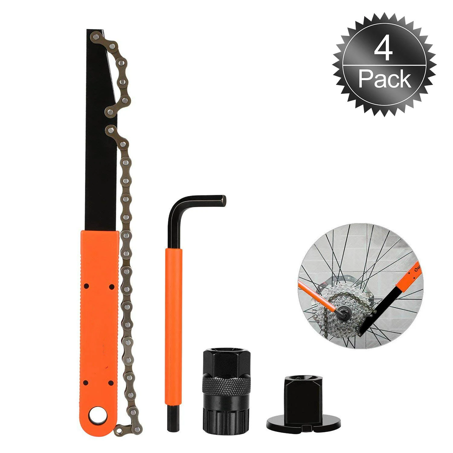 

Bike Cassette Removal Tool with Chain Whip and Auxiliary Wrench Bicycle Sprocket Removal Tools Cassette Lock Ring Removal Tools