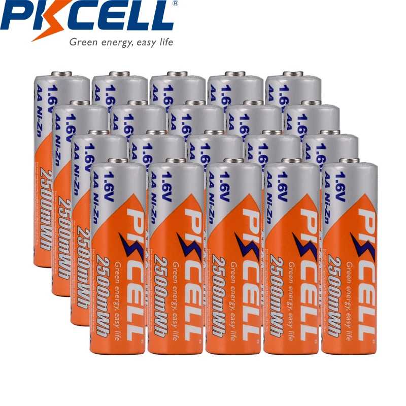 20 baterias recarregáveis do aa da bateria 1.6v ni-zn aa de pkcell aa 2500mwh dos pces e suporte da caixa da bateria de 5 pces aa/aaa
