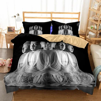

New 3D Buddha Indonesian Elephant God Duvet Cover 2/3pcs European American Family student dormitory Quilt cover pillowcase