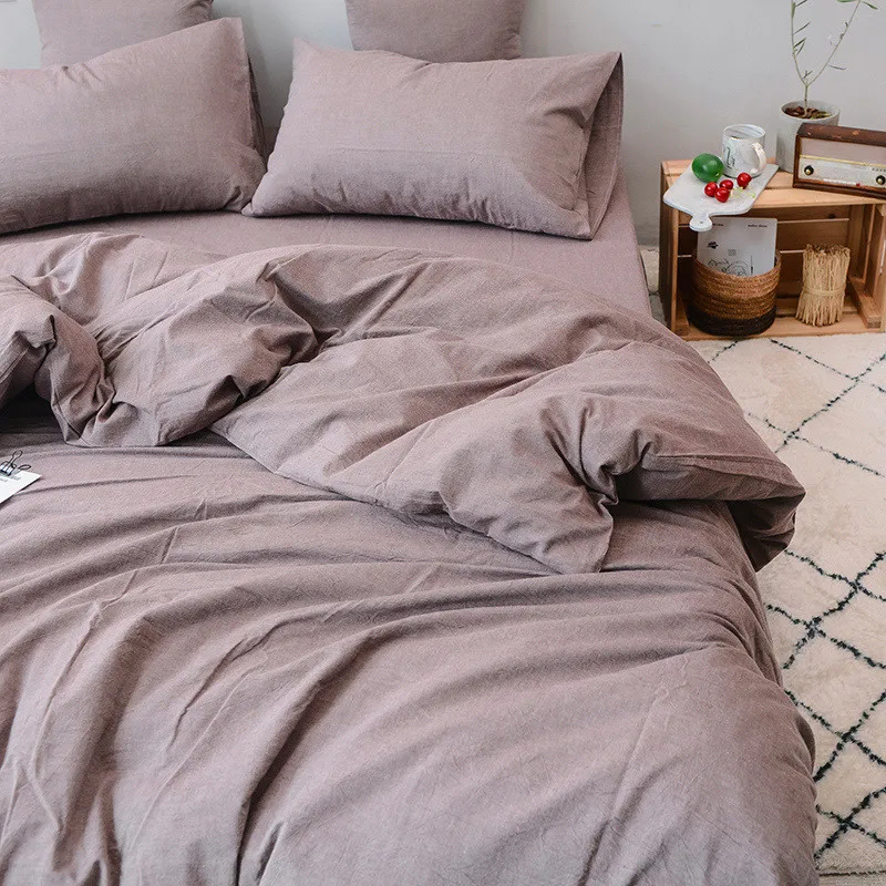 

Wash cotton cameo coffee color 3pcs duvet cover sets(1pcs duvet cover+2pcs pillowcase)/100% cotton bedding sets