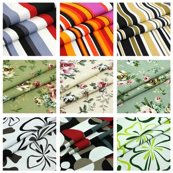 

2Meter/Lot 150CM Width100% Cotton Canvas Fabric Print Flower Stripe Material For Sofa Curtain Table Pillow Sew Patchwork Diy