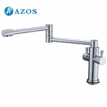 Azos Кухня раковина из нержавейки латунь одноэтажное отверстие крепления Chrome польский складной поворотный одной холодной воде cflr037