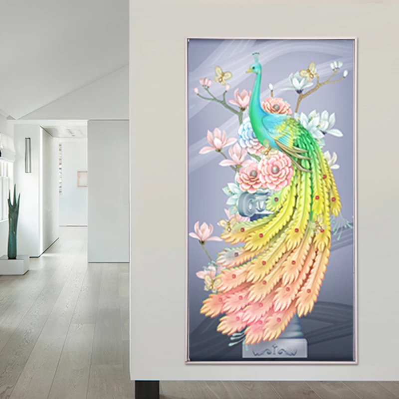 

New Arrival Fully Round Beads Diamond Mosaic Kit Colorful Peacock Oil Painting Series Diamond Painting Embroidery Home Decor