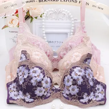 

Lace Woven Embroidery Wireless Seamless Lingerie Style Women Bra set Thin Sexy Hollow Out Bralette Push Up Bra 2801