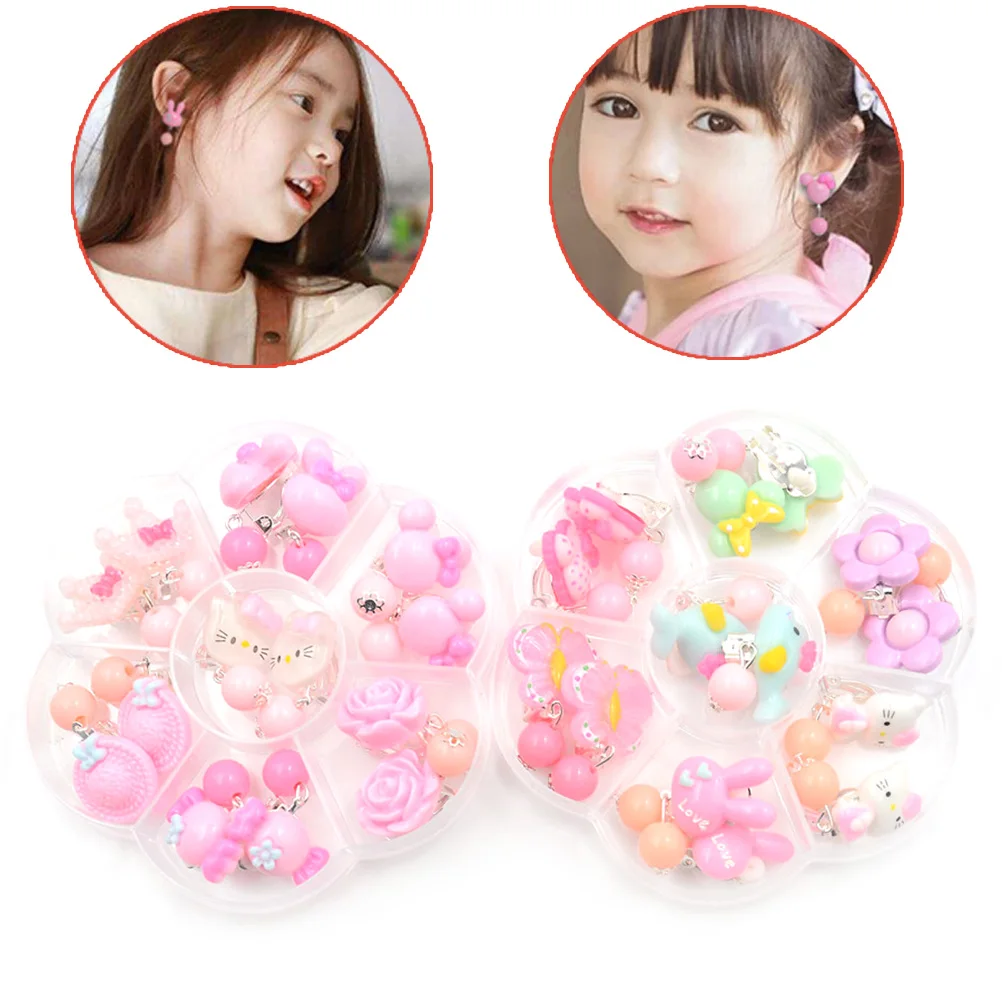 

7pairs New Korean Creative Cartoon Animal Lovely Baby Ear Clip Girls Hairpins Ear Clips Kids Clip Earring For Girls