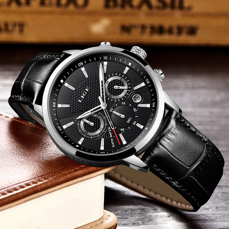 LIGE Men Watch 2019 Top Brand Luxury relogio masculino Sports Chronograph Men Wrist Watch Military