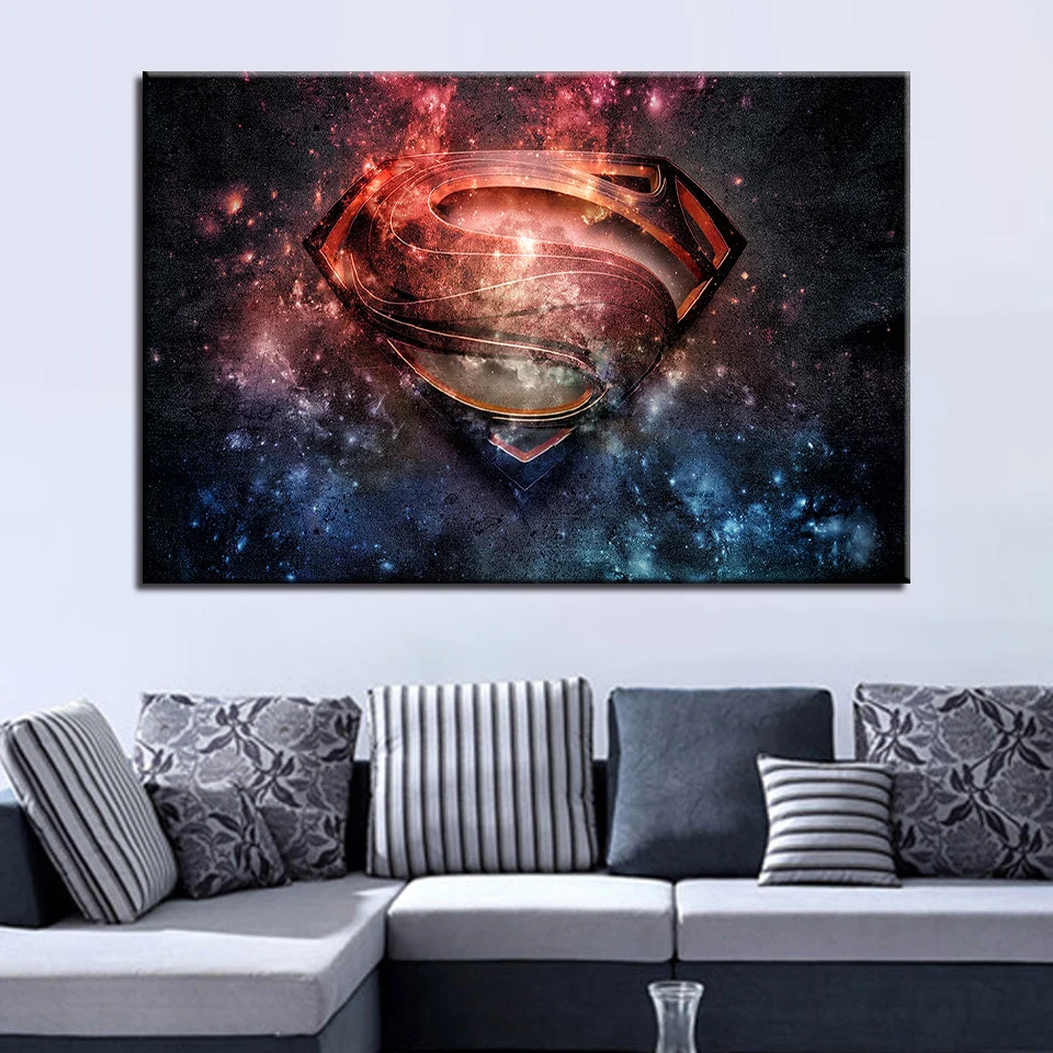 Brand New Movie Poster Prints HD 1 Pieces Superman Symbol Canvas
