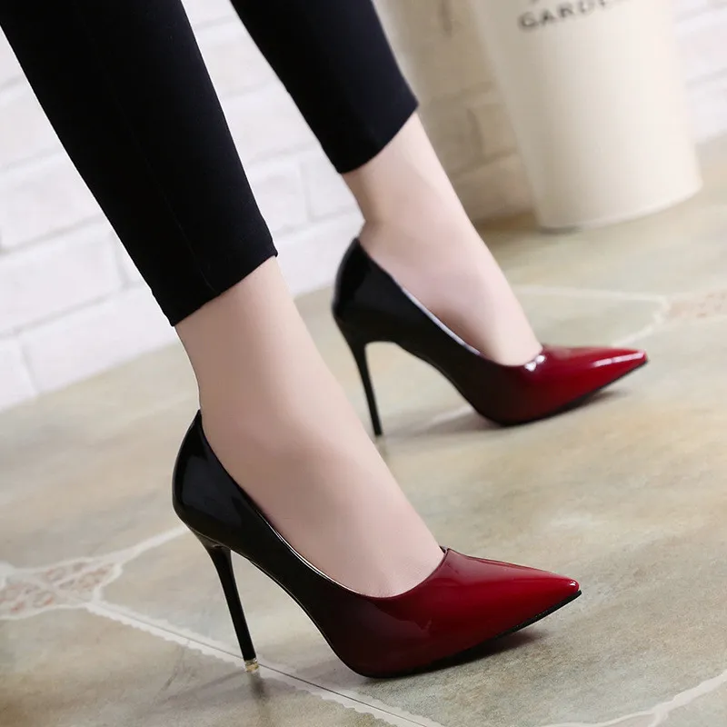 

JINTOHO 2019 New Women Shallow Pump Basic Sandals GradientRamp Colors Slip On PU High Heels Lady Sandal Femme Fashion Shoes
