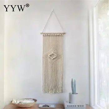 

2pc White Wall Tapestry Hanging Bohemian Macrame Curtain Large Wedding Hanging Backdrop Wall Mural Dipdyed Yarn Wall Tapestry