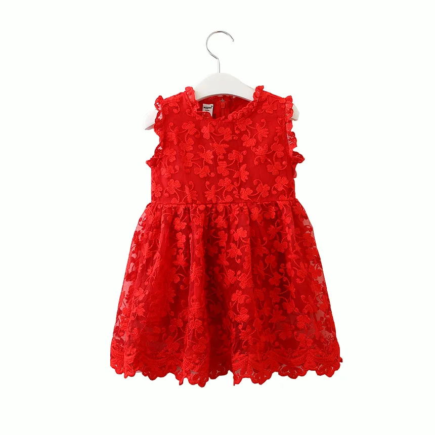 

Fashion Girls Princess Dress Party Dress Red Lace Dress for Kids Festival Children Dress Cute Girls Clothing