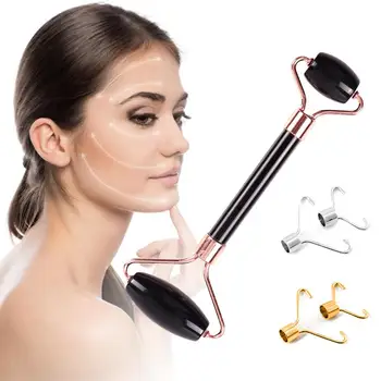 

Facial Massage Roller Stone Skin Massager Double Head Natural Black Crystal Jade Massage Roller Facial Health Beauty Guasha Tool