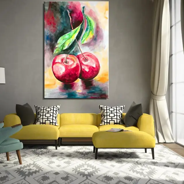 Le Cherry Leaf Seascape Realist Oil Painting Home Decor Spray Le Cherry Leaf Seascape Realist Oil Painting Home Decor Spray Frameless Canvas Drawing Unframed Picture Realistic Straw