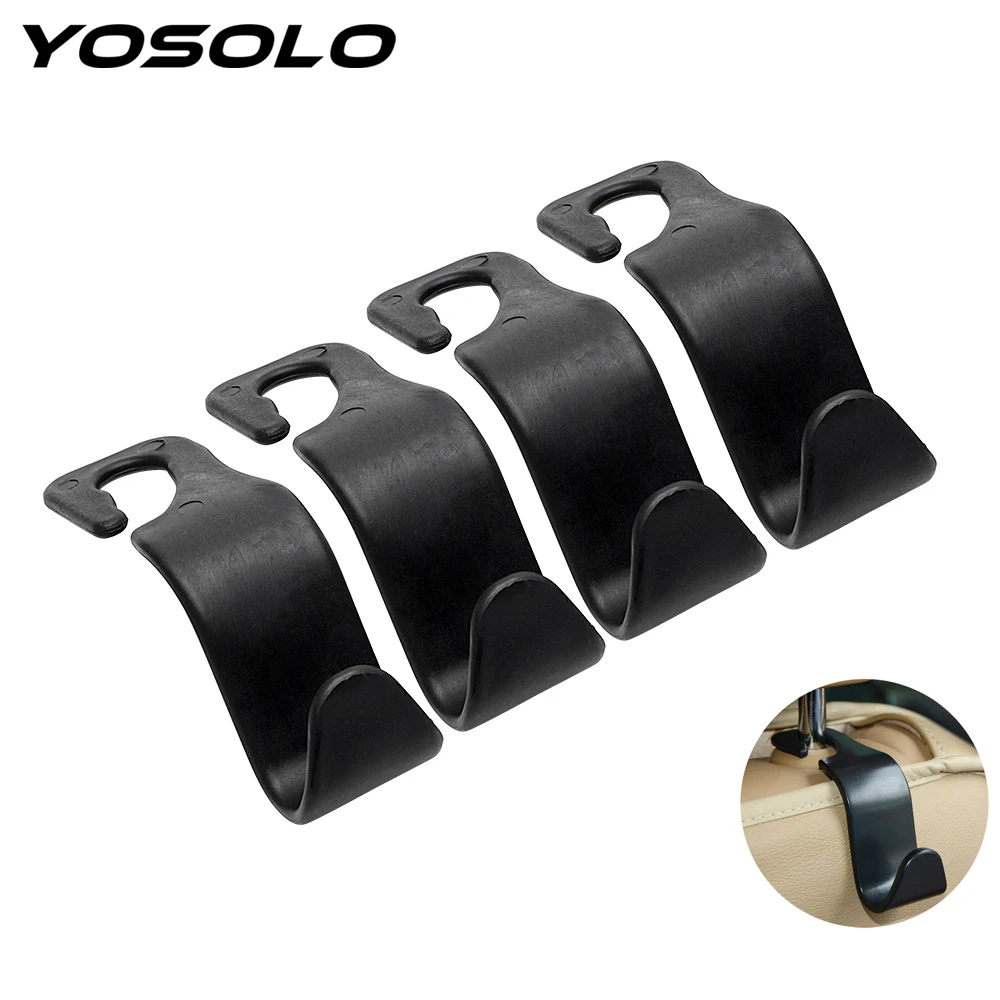 

YOSOLO 4Pcs/set Hanger Organizer Seat Back Hooks Stowing Tidying Car Clips Interior Accessories Auto Fastener Clip Car-styling