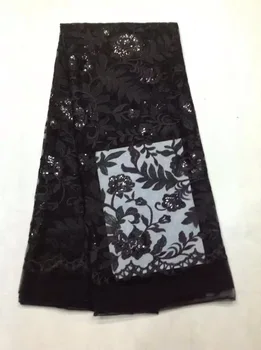 

black african lace fabric high quality french guipure lace fabric new arrival sequins lace fabric for party JL11101