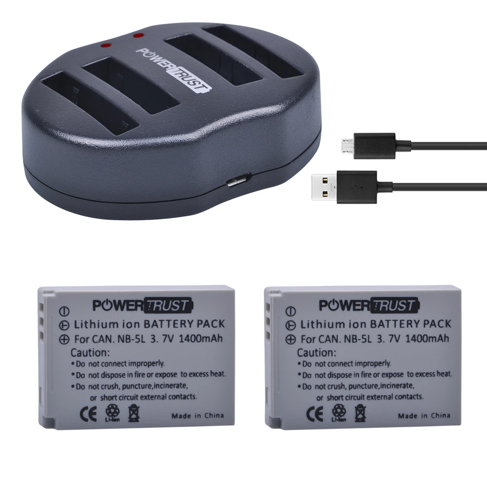 2 x 1400mAh NB 5L NB 5L NB5L Camera Battery+ Dual USB Charger For Canon