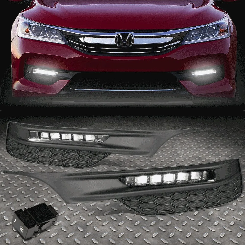 

JanDeNing LED Car Front Bumper Fog Light Driving Lamp w/Switch+Harness For 2017 Honda Accord 4-door Sedan