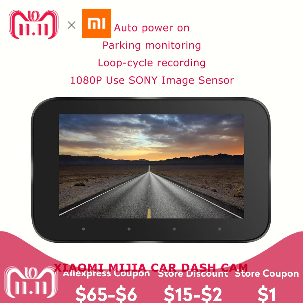 Xiaomi MIJIA 3.0 Inch DVR 1080P WIFI Parking Monitoring Car Digital Video Recorder With 160 Degree Wide Angle Supports Russian