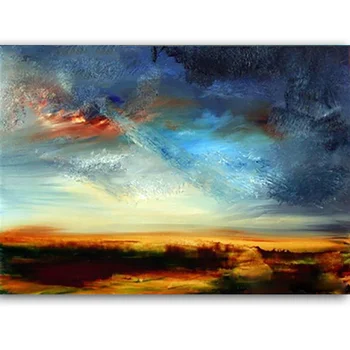 

Handmade Abstract Sky Landscape Oil Painting on Canvas Modern Wall Painting for Starlight northern lights Gift Paintings wall a