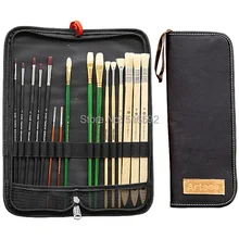 16 шт. кисть для рисования в одном холщовом пакете, кисть для щетинок filber, нейлоновая кисть с точечным наконечником, разные типы в одном наборе