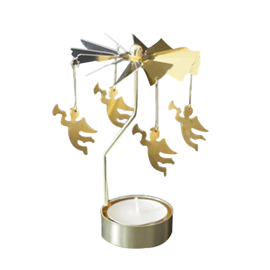 Горячая вращающаяся, крутящаяся металлическая карусель чайный держатель свечей подставка свет рождественский подарок candelabros decorativos de velas candelabra