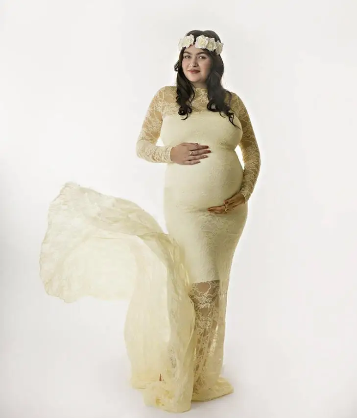 

Women Lace Maxi Long pregnancy dress Maternity Dress for Photo Shoot Lady Maternity Beach Clothing pregnant Evening Gown
