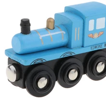 Деревянный магнитный поезд Карета для игрушечных поездов набор аксессуаров-синий карета