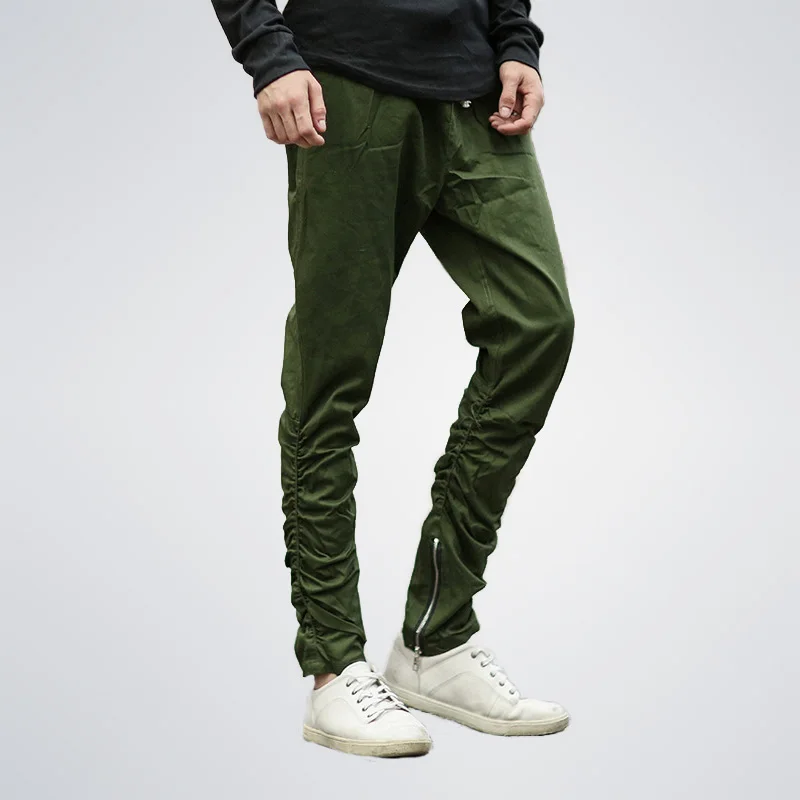 green Moomphya,, Новое поступление, плиссированные, с боковой молнией, Мужские штаны для бега, эластичные, облегающие, обтягивающие, Мужские штаны, хип-хоп штаны, мужские - Цвет: green