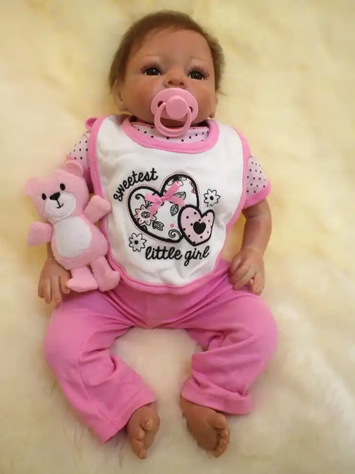 New 22 Inch55cm Handmade Cotton Body Lifelike Cute Newborn Baby