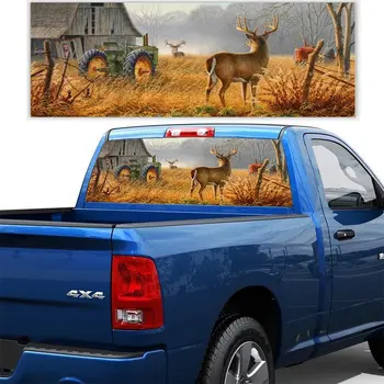 

Car Rear Window Sticker Grass Deer Tractor Colorful Rear Windshield Window Waterproof Cars Sticker Decal Decoration