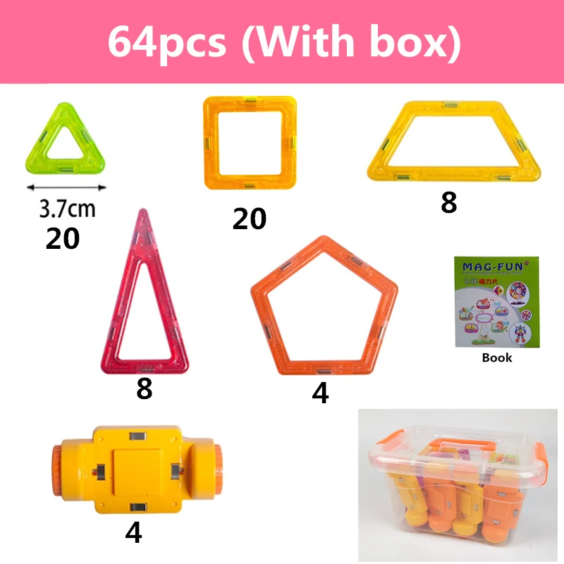 142 шт. Мини Магнитный конструктор, пластиковые магнитные блоки, набор для строительства, модель и строительные игрушки, развивающие игрушки, детский подарок с коробкой