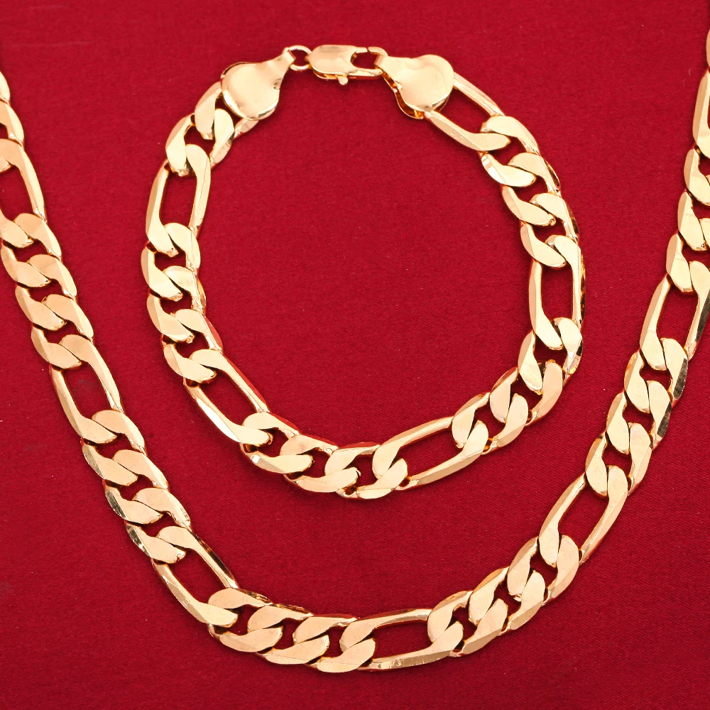 Горячая латунь большие мужчины 9 мм ожерелье браслет мужские s Фигаро Цепь колье ожерелье s цепи модные украшения
