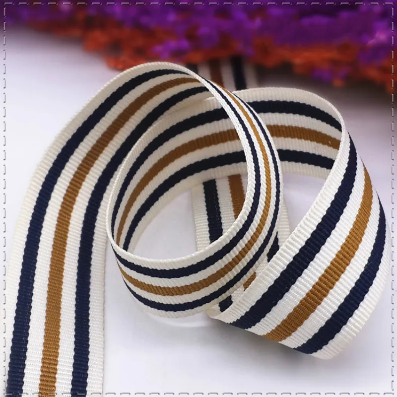 

20mm Grosgrain Satin Ribbon Printed Black White Yellow Stripes Gift Wrap Ribbon DIY Handmade Sewing Clothing Hair Decor Belt