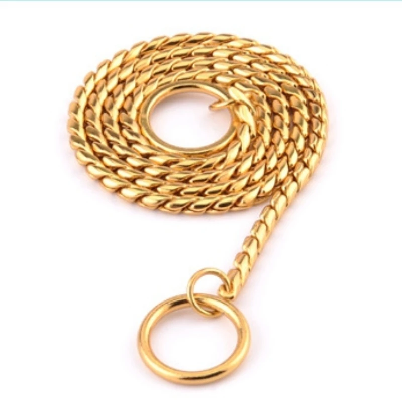 

New Design Twisted Necklace Pet Dog Show Training Choker Collar Metal Snake Chain Dog Harness