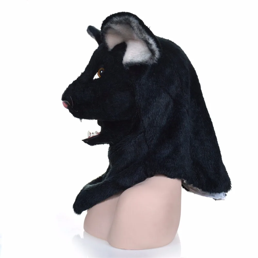 Эко-дружественный материал двигающийся рот черная мышь голова животного маска Хэллоуин, вечерние, особые подарки на день