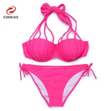 COOCLO, бикини,, Одноцветный, пуш-ап, одежда для плавания, для женщин, на бретелях, бикини, купальник, комплект бикини, в полоску, купальный костюм, с завязками по бокам, купальник, пляжная одежда