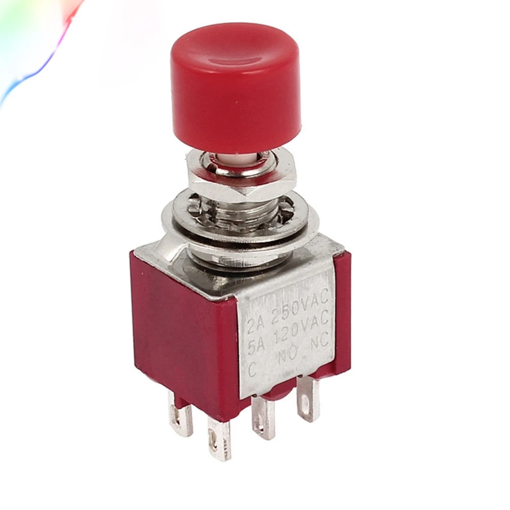 

Red 6 Pin DPST 1NO 1NC Momentary Push Button Switch AC 120V 5A 250V 2A