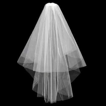 

Fashion Wedding Accessories Short Bridal Veils Cut Edge Two Layers Wedding Veils With Comb White In Stock Hot Selling