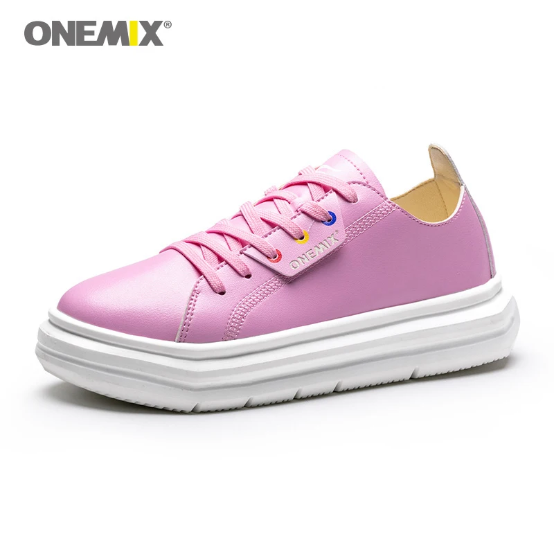 

Onemix New Women Shoes Height Increasing Pink Female Walking Shoes Platform Increased Soes Couple Outdoor Jogging Sneakers