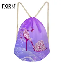 FORUDESIGNS с 3D-принтом, на высоком каблуке, с узором, для девушек, студентов, на шнурке, рюкзак, женская сумка на шнурке, дорожный мешок для хранения, портативный