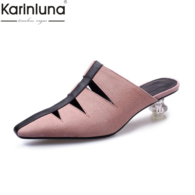 

KarinLuna 2019 Brand New Large Size 41 Sexy Women Shoes Office Lady Elegant Pumps Convient Women Shoes mules pumps