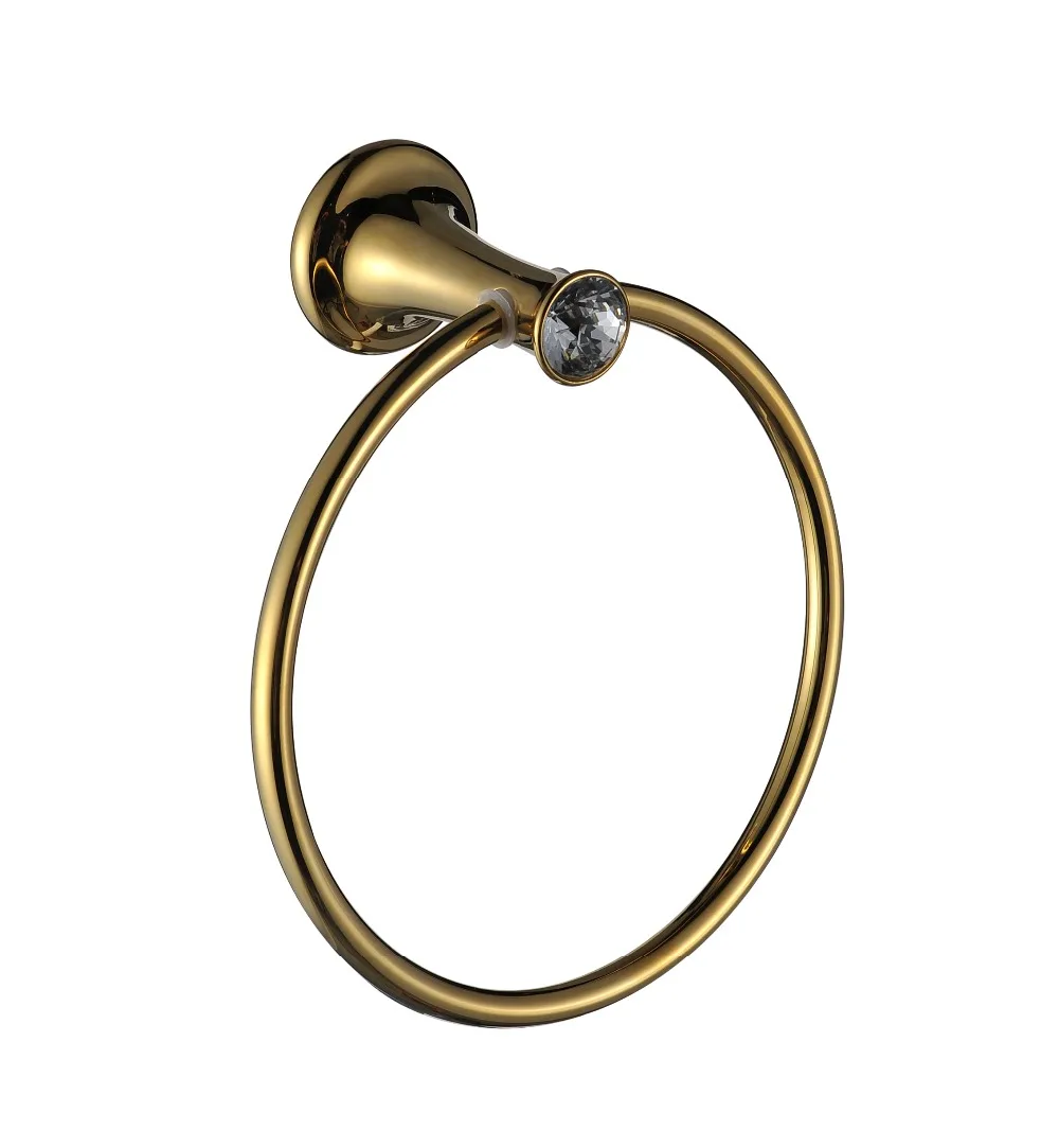 Free shipping gold finish Small Crystal towel ring Newtowel absorbenttowel ring standtowel