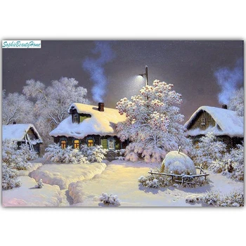 

Sophie Beauty Home5D Diamond Paint Square Diy Diamond Embroidered Mosaic Cross-stitch Pattern Winter Village in North China Home