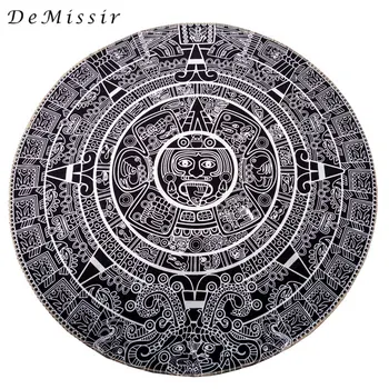 

DeMissir Mayan Totem Round Carpet Diameter 60~180/200cm Large Floor For Living Room Anti-Slip Chair Table Rug tapete quarto