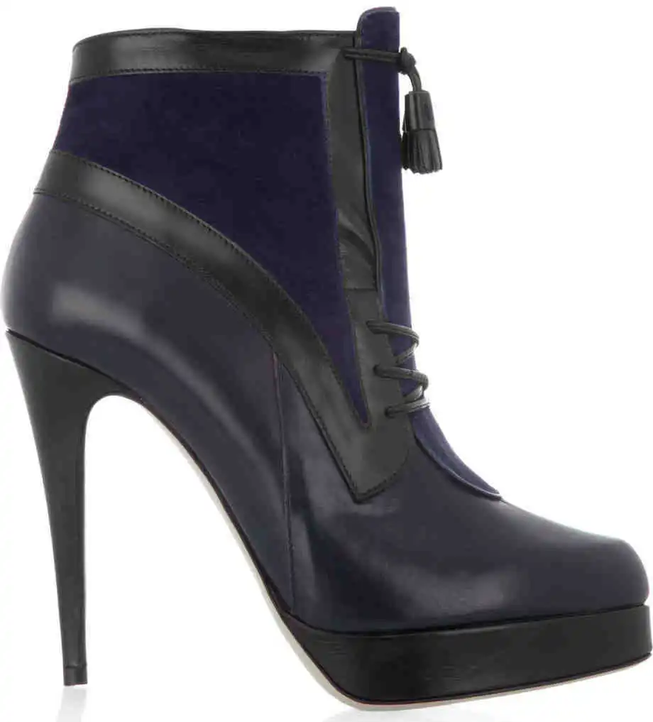 

Blue Ankle High Slip On Thin High Heels Shoes For Women Closed Rounded Toe Pump On Platform Glitter Custom Made Size US14