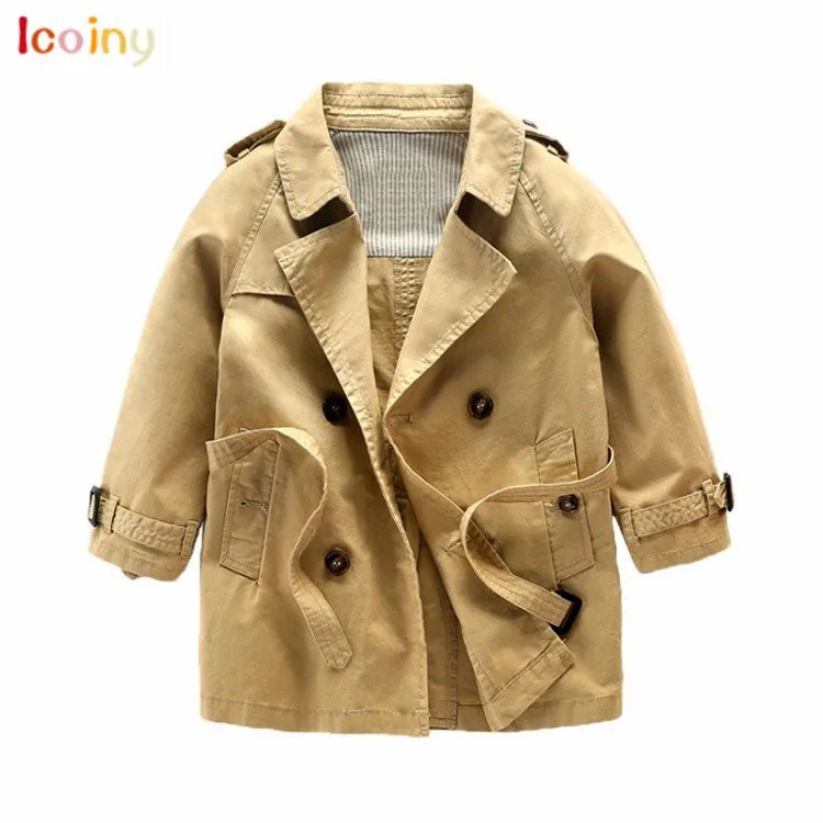 

ICOINY Fashion Kids Trench coats for Boys Long Pattern Casual Boys Belted Trench Coat Child Autumn Spring Boys Jacket Outerwear