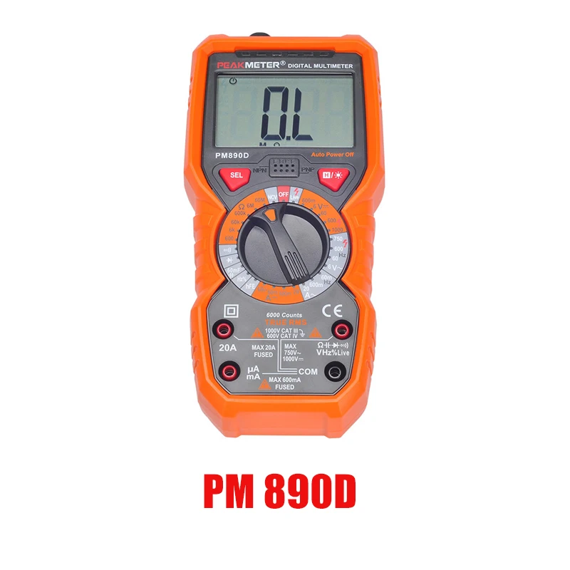 

Peakmeter 890C 890D Digital Multimeter NCV Voltage Current Resistance Tester Capacitance Frequency Temperature hFE measure tool