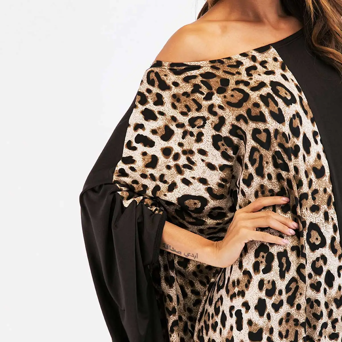 Леопардовое лоскутное женское Макси платье Рамадан халат шик Vestidos рукав летучая мышь свободное платье VKDR1450